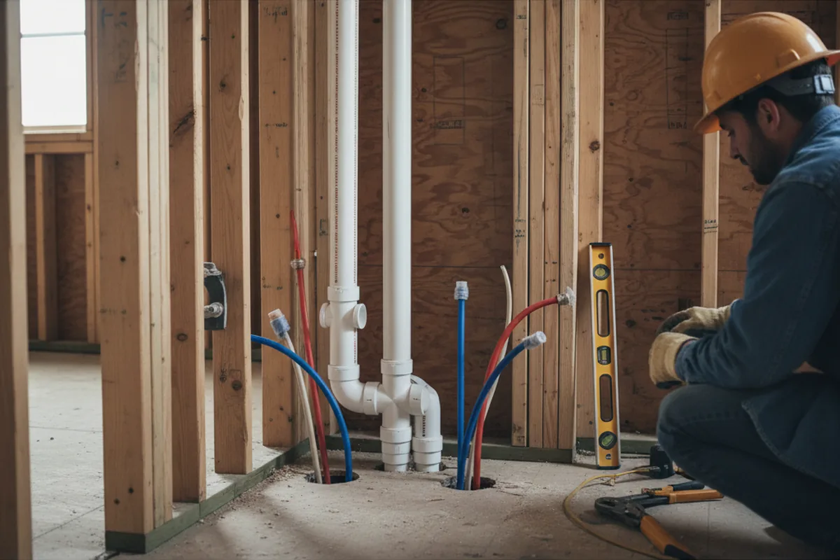 Drain and supply rough-in during Drain Cleaning in Peabody
