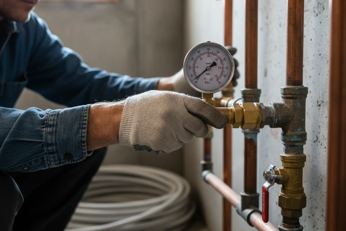 Pressure testing a repaired line during Water Line Repair in Peabody